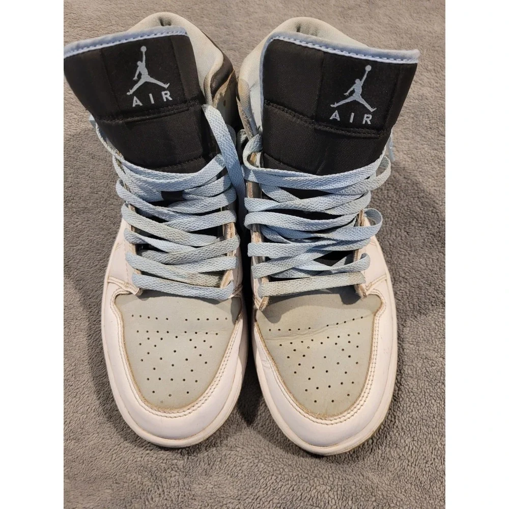 Nike Air Jordan 1 Mid SE Ice Blue White Black Sneakers Shoes Men's Size 8.5